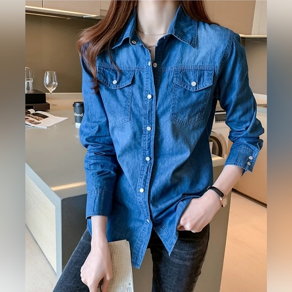 Tops - Blue Denim shirt Size Small